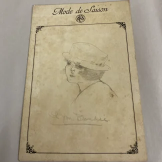 Mode de Saison Original Pencil Fashion Portrait on Printed Card c1920s