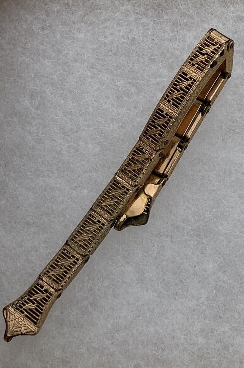 Art Deco 12k Gold-Filled Ladies Lustern Filigree Antique Watch Band - Image 2