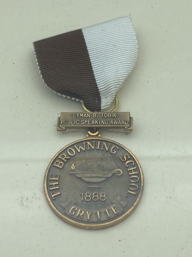 The Browning School Grytte Public Speaking Award Lyman B. Tobin Medal - Image 3