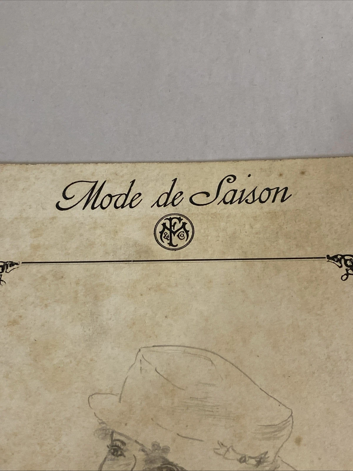 Mode de Saison Original Pencil Fashion Portrait on Printed Card c1920s - Image 3