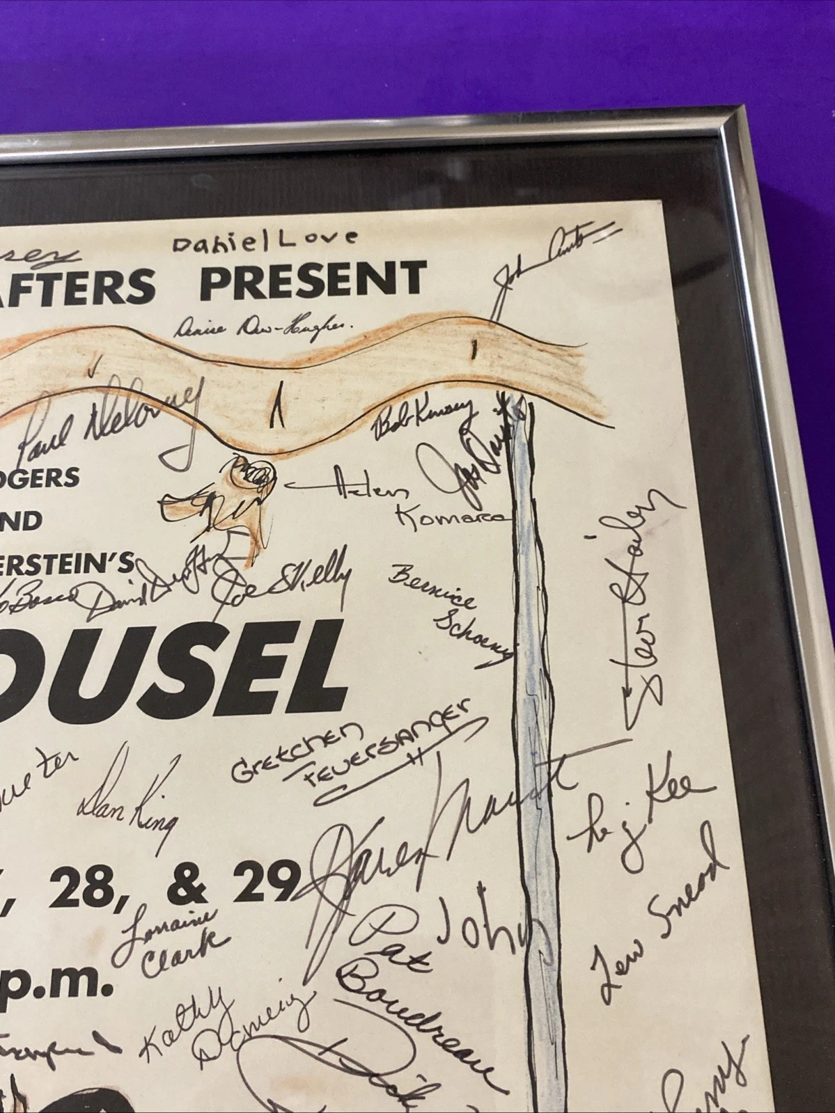 1977 Carousel Bellport Playcrafters Signed Cast Crew Poster Framed 20x15 - Image 6