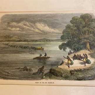 1870 Hand-Colored Engraving – Ferry on the Rio Colorado, Vol. I, Rare Print