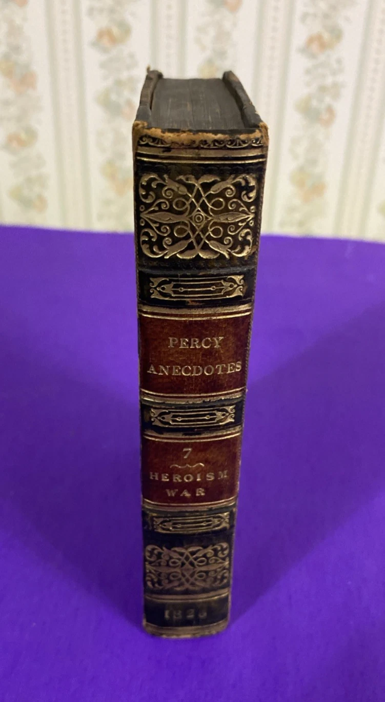 1826 Percy Anecdotes Vol VII Heroism War Anglesey Waterloo Leather Book