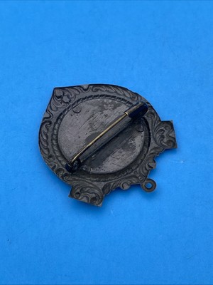 Vintage Enameled TSV Yellow-Black Brooch badge - Image 4