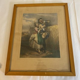 Hand Painted Antique French Lithograph 'Le Départ' by Bernard Bulla & Lemercier