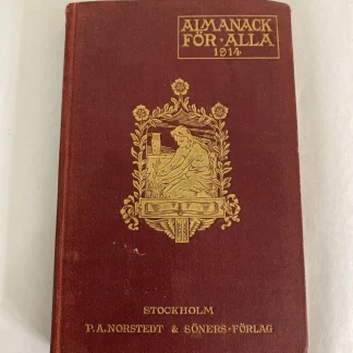 1914 Almanack för alla, Norstedt Stockholm—maps, mushrooms, heraldry, gilt cloth