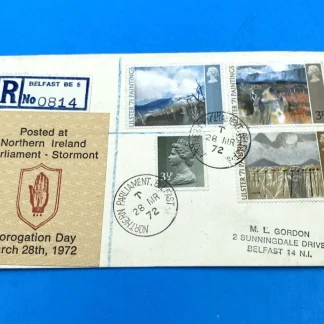 1972 Stormont Prorogation Day Registered Cover Ulster 71 Northern Ireland
