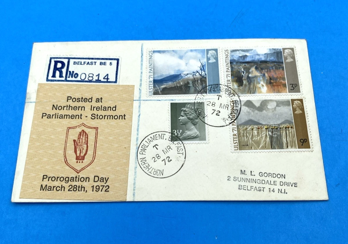 1972 Stormont Prorogation Day Registered Cover Ulster 71 Northern Ireland