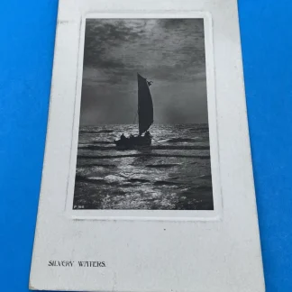Rotograph RPPC Silvery Waters Sailboat Moonlit Sea c1907 Bromide Small Format