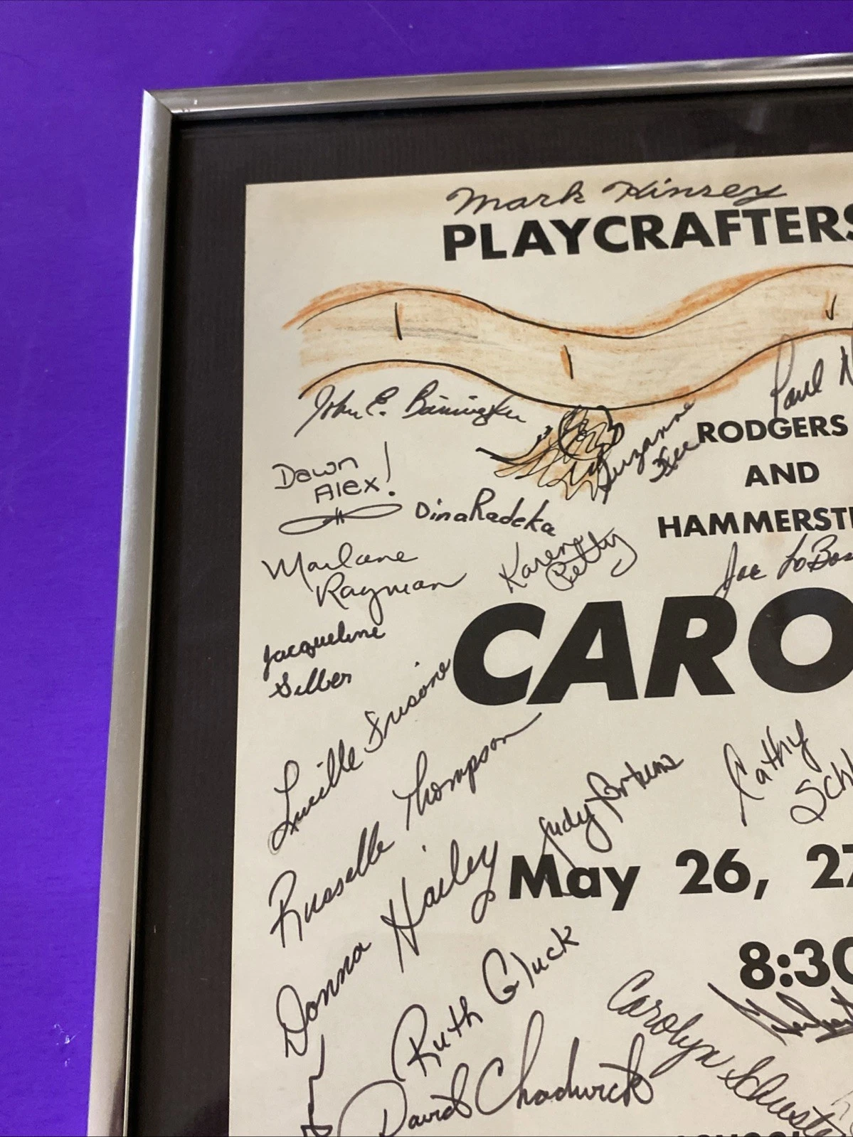 1977 Carousel Bellport Playcrafters Signed Cast Crew Poster Framed 20x15 - Image 5