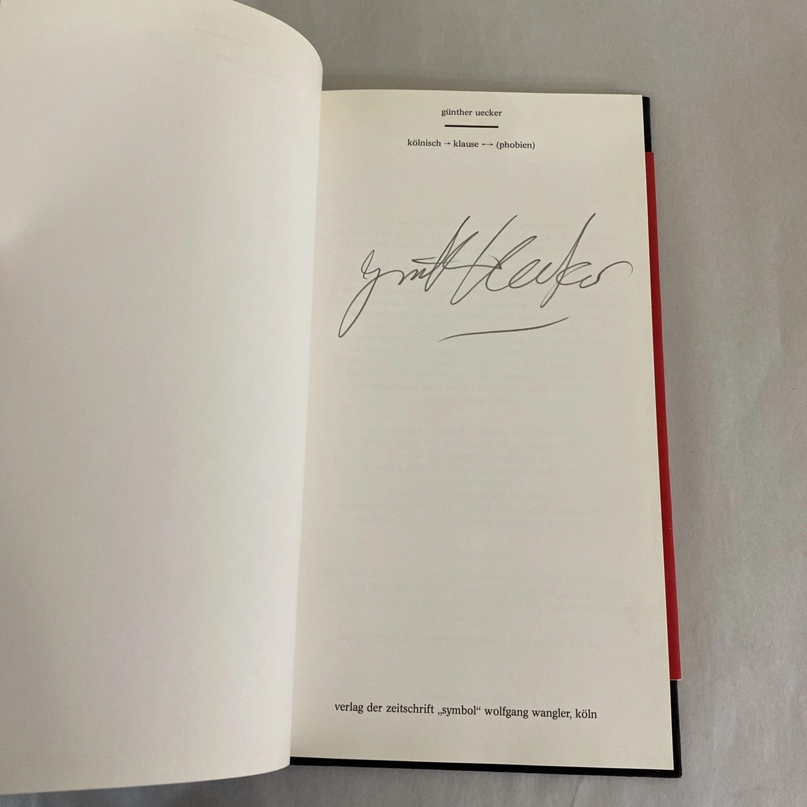 Gunther Uecker signed Kölnisch Klause Phobien 1983 artist book Symbol Cologne DE