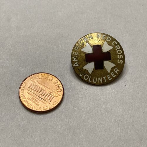 Vintage American Red Cross Volunteer Sterling Enamel Pin - Image 2