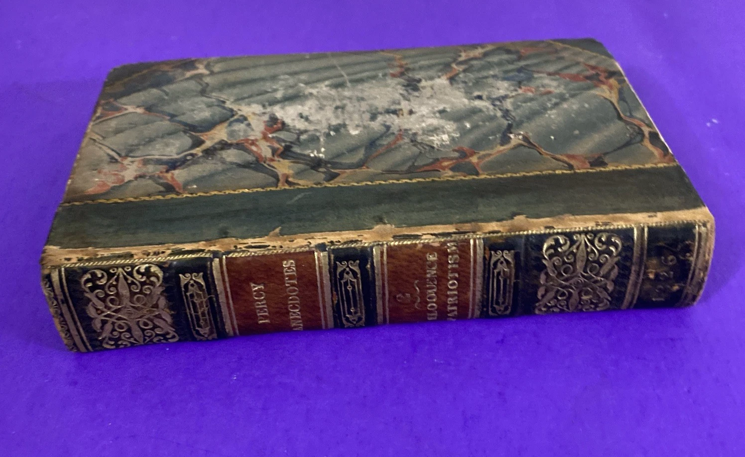 1826 Percy Anecdotes Vol II Eloquence Patriotism Erskine Leather Book - Image 12