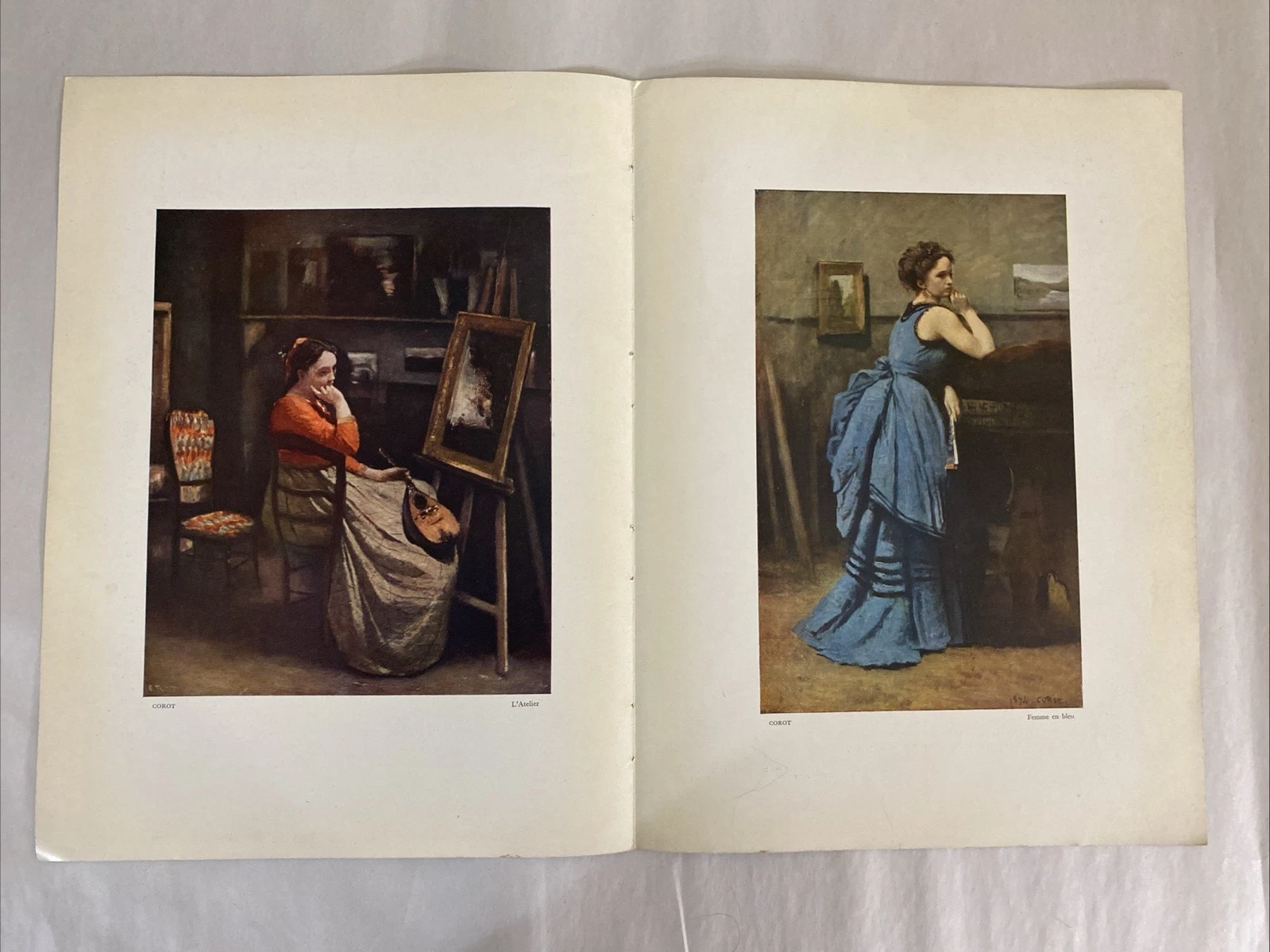 1939 Verve No.5-6 Manet Femme en bleu & Corot L'Atelier color plates bifolio