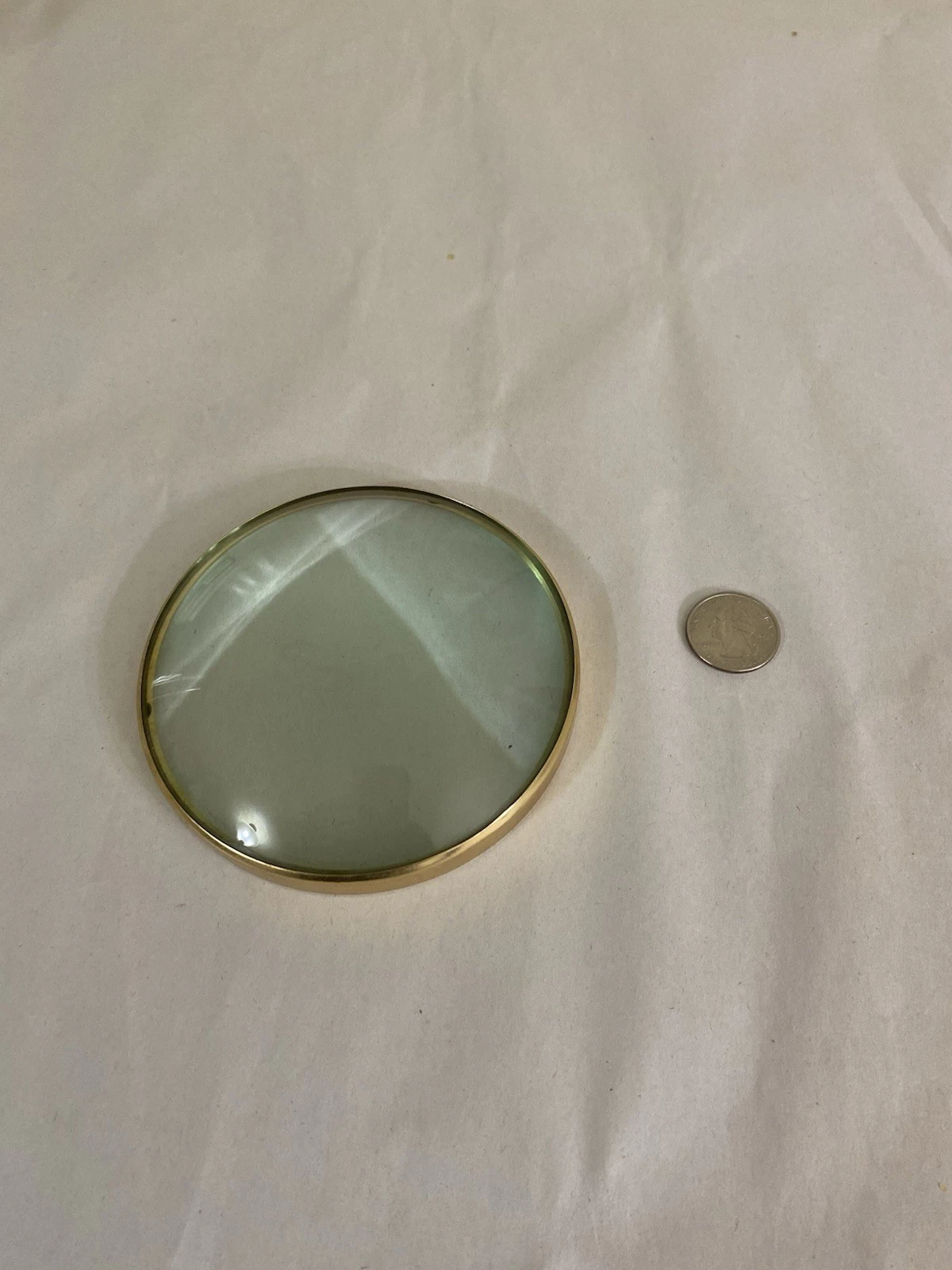 Vintage Brass Plano-Convex Desk Magnifier Bullseye, c.1950–70, 1 lb 2 oz - Image 3