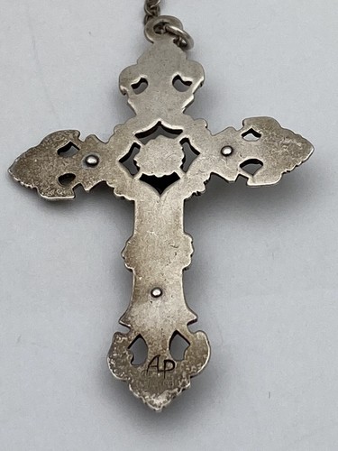 Beautiful Vintage AP Sterling Rosary With Faceted Crystal Beads, Christianity - Image 5