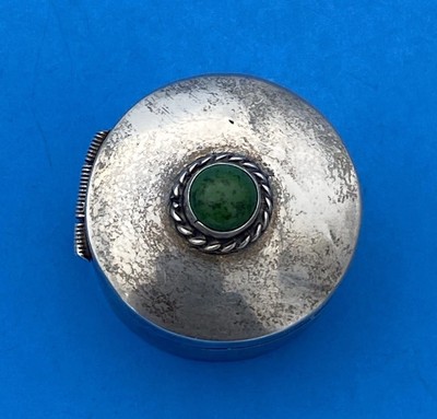 RARE Taxco TH-40 Vintage Mexico Sterling Silver 925 Turquoise Pill Box - Image 2