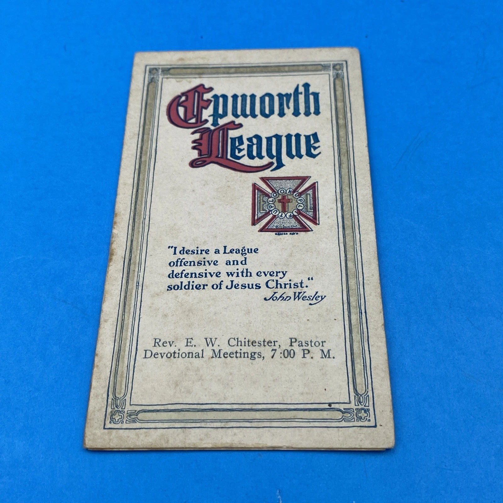 1921 Epworth League Devotional Topics Booklet Rev E W Chitester