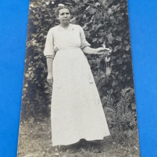 RPPC Woman Holding Frog, Garden, VELOX Stamp Box, c.1907–17, 3x5, Unused
