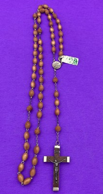 Vintage Wood Coco Veritable Rosary, FRANCE, Virgin Mary & Child Christianity 20" - Image 2
