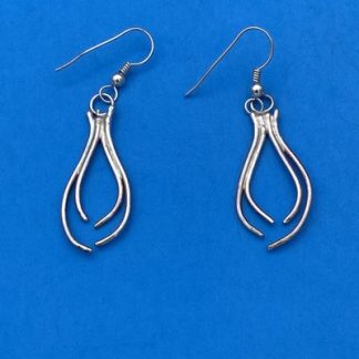 Vintage 925 Sterling Silver Wishbone Teardrop Dangle Drop Hook Earrings