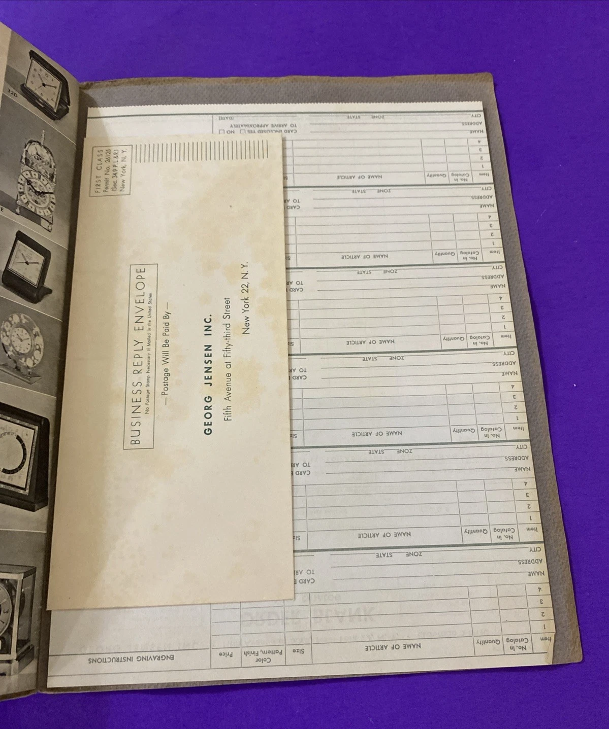 1950 Georg Jensen Fifth Avenue Catalog w Order Form Envelope MCM Silver NYC Gift - Image 9