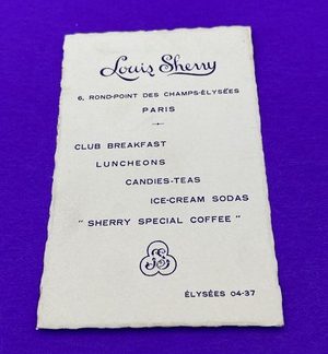 Edward E. Nahon Louis Sherry Paris Advertising Card 1920s Café Rare VTG