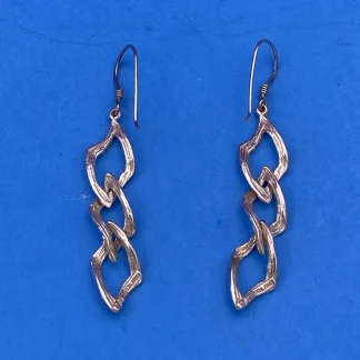 Vintage Sterling Silver Modernist Twisted Flame Dangle Earrings