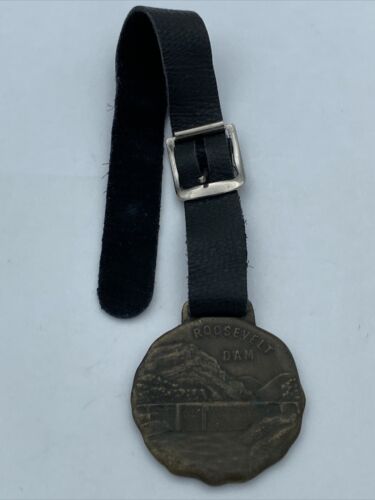 Vintage Theodore Roosevelt Dam Phoenix Arizona Brass Pocket Watch Fob Salt River - Image 2