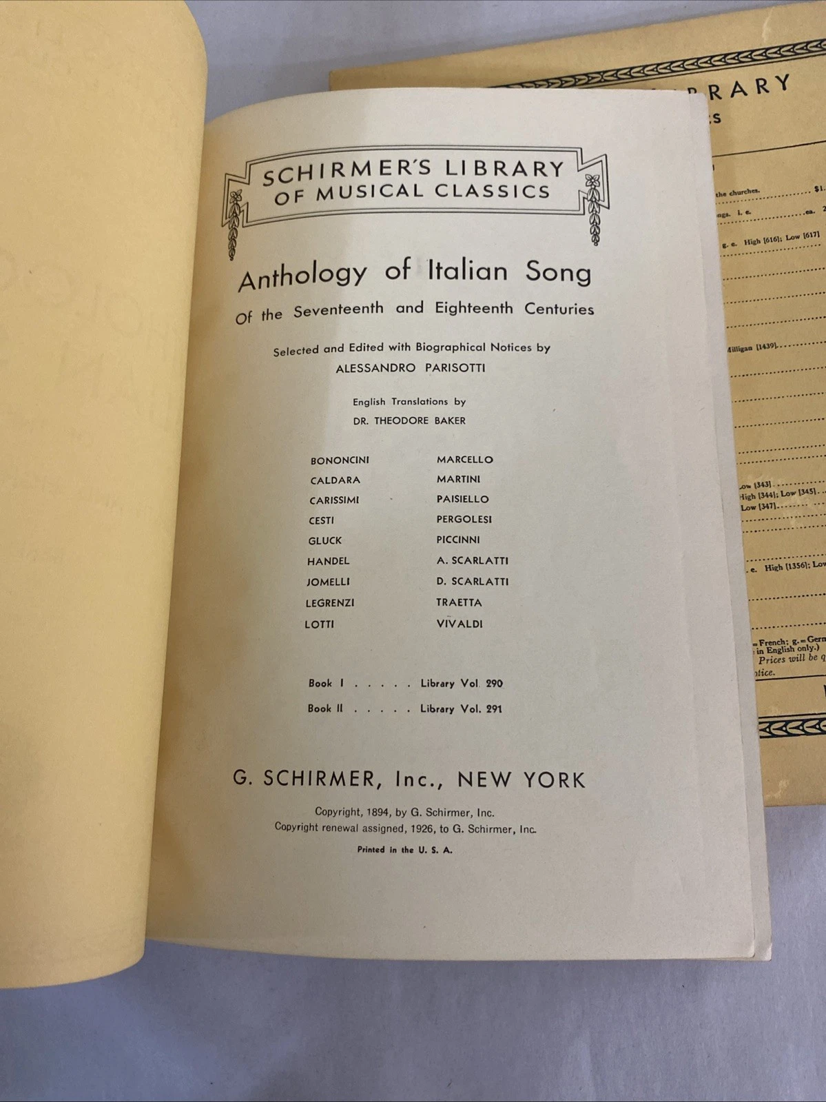 Schumer’s Anthology of Italian Song of 17th 18th Centuries - Book 1 & 2, 290 291 - Image 3