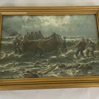 1908 S. Paulus The Rescue chromolithograph, Louis Klopsch NY, large folio framed