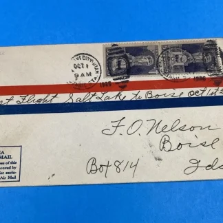 1926 First Flight CAM-5 Airmail Cover Salt Lake to Boise, Oct 1, #628 x2