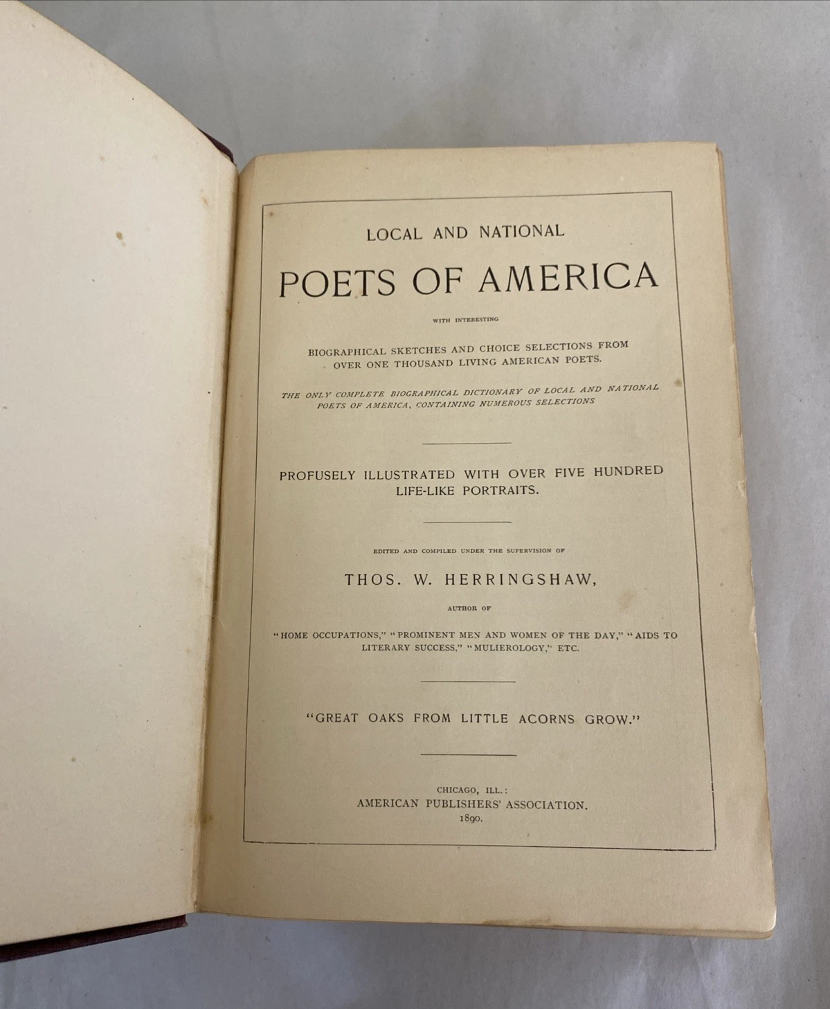 1890 Local and National Poets of America Herringshaw gilt edges illustrated book - Image 10