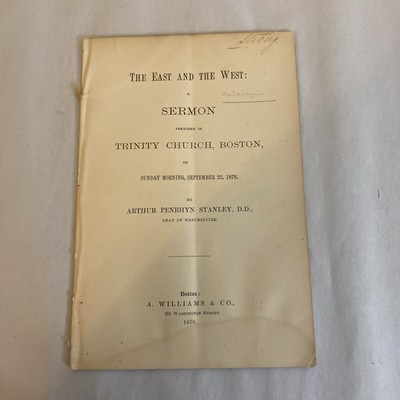 1878 Sermon by Arthur P. Stanley at Trinity Church Boston – Franklin Press
