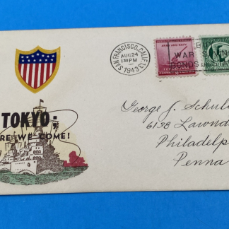 1943 Tokyo "Here We Come!" Illustrated WWII Patriotic Cover San Fran Phil