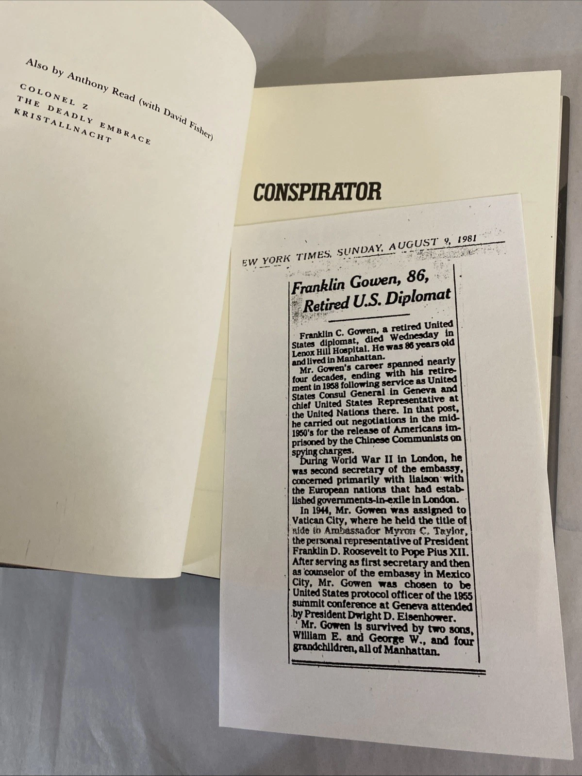CONSPIRATOR By Ray Bearse - Hardcover First Editon First Printing - Image 6