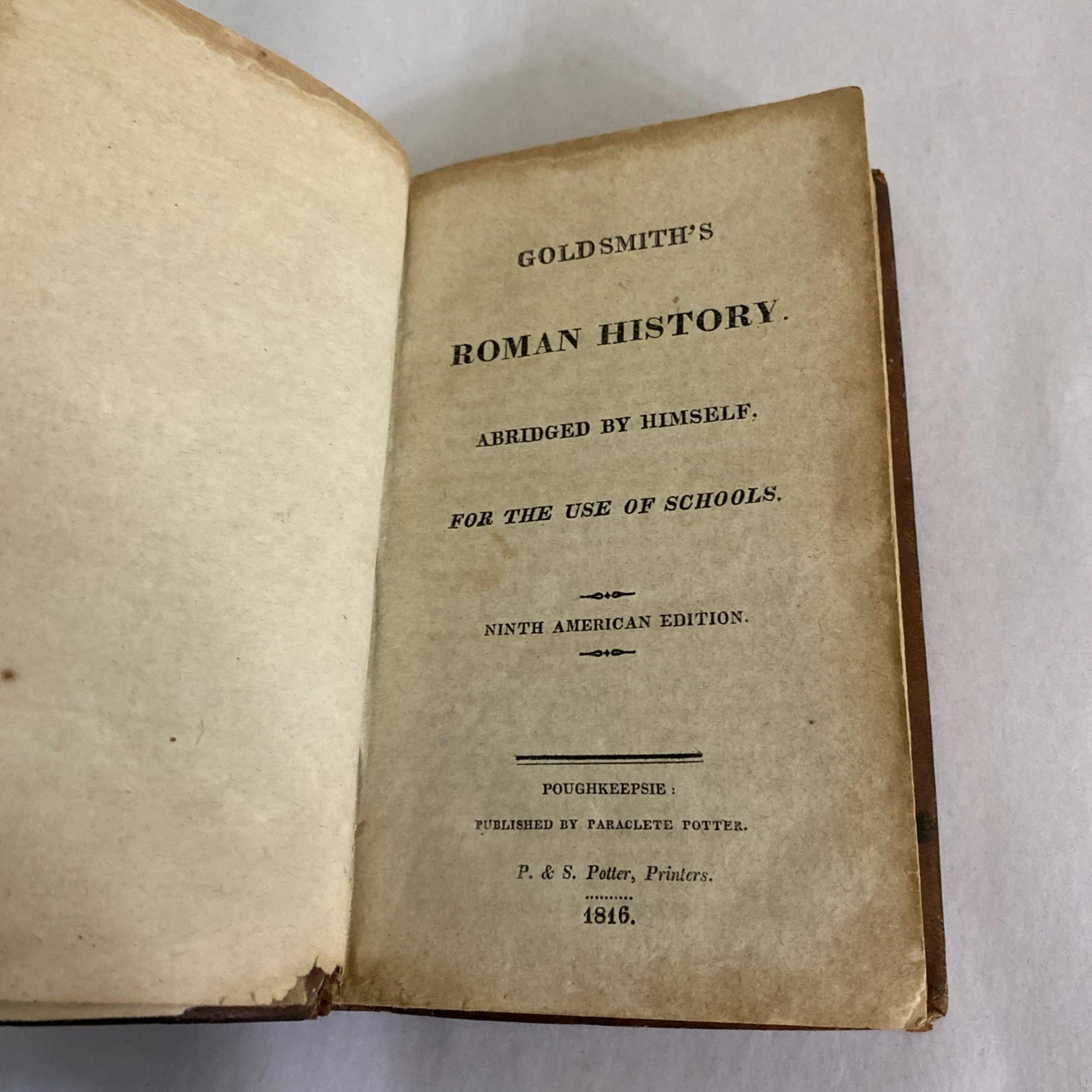 1816 Goldsmith Roman History 9th American Ed Paraclete Potter leather schoolbook - Image 12