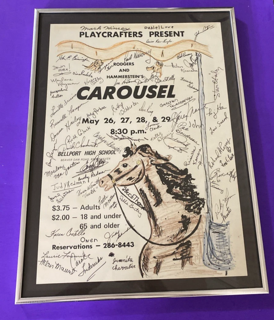 1977 Carousel Bellport Playcrafters Signed Cast Crew Poster Framed 20x15