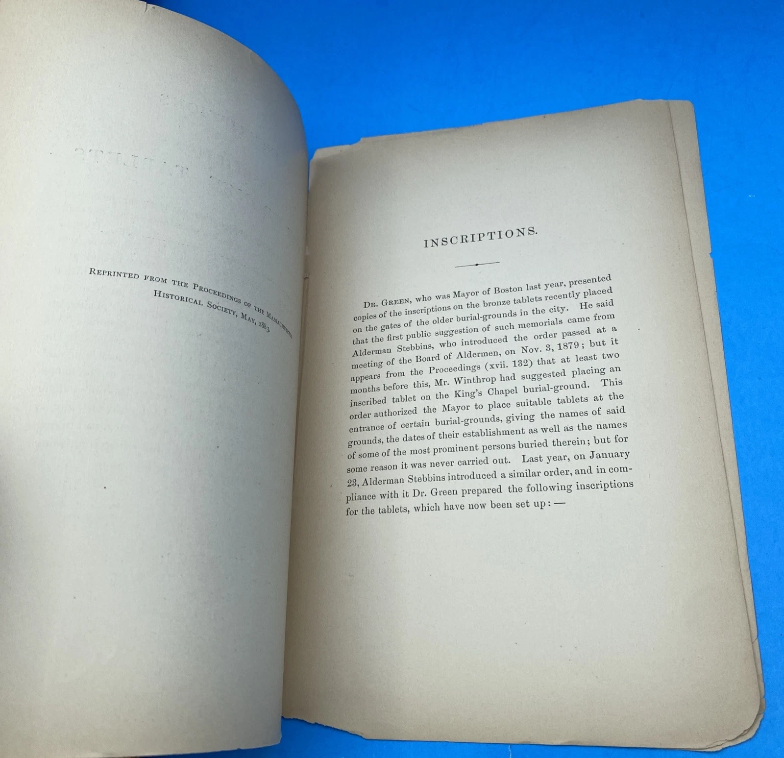 1883 Boston Burial Grounds Bronze Tablets Samuel A. Green Massachusetts Offprint - Image 4