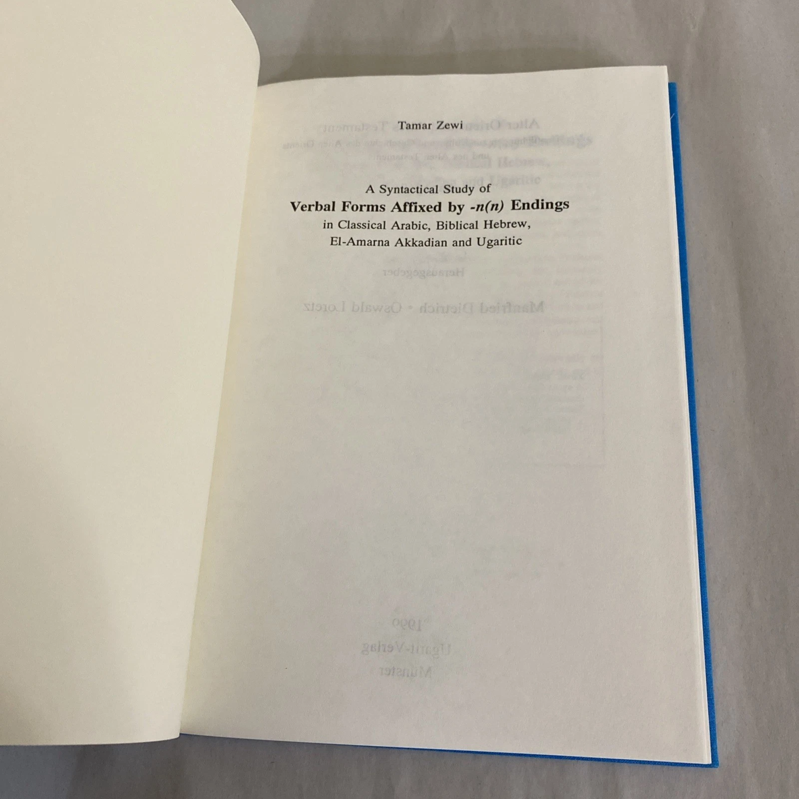 AOAT 260 Tamar Zewi Verbal -n(n) Endings Semitic Syntax Ugarit-Verlag 1999 VG HC - Image 3