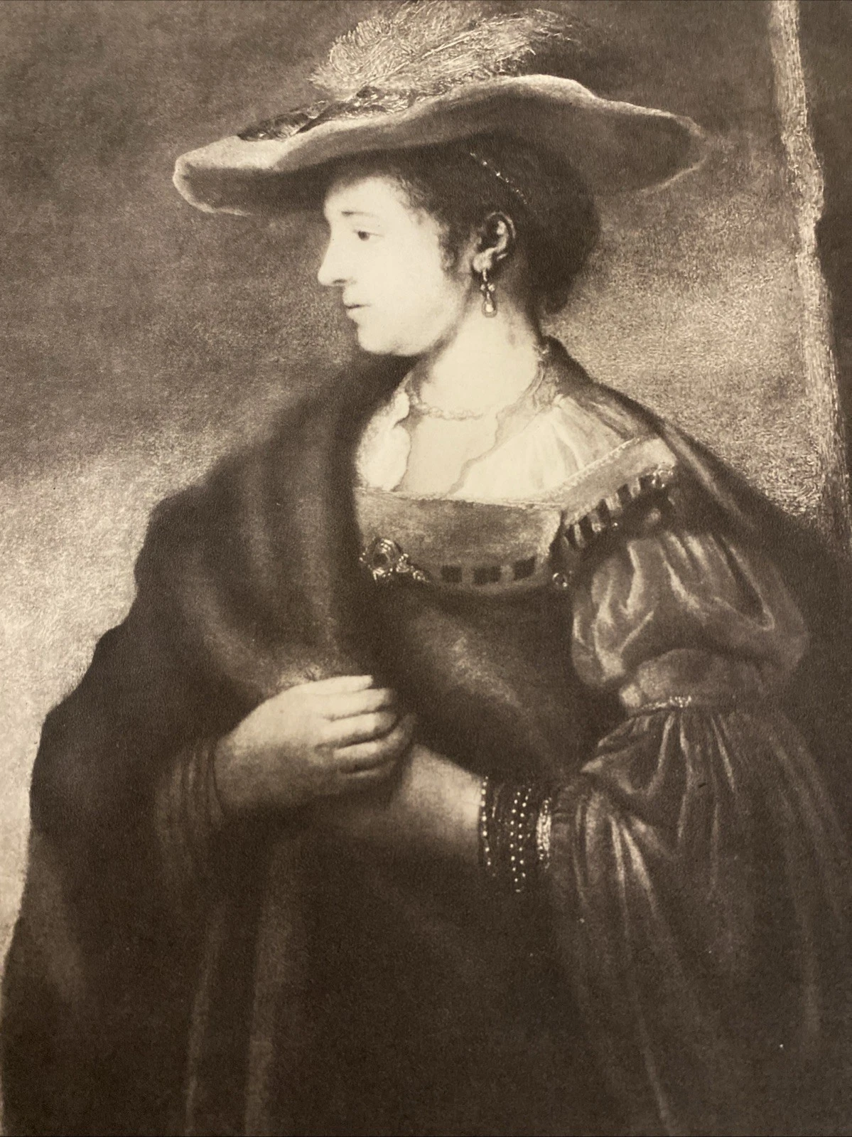 1939 Verve Rembrandt leaf: Jewish Bride (detail) + Young Woman portrait gravure - Image 8