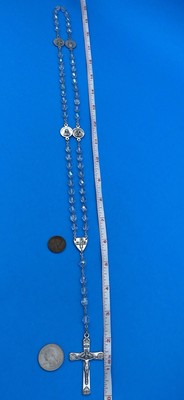 Vintage AB Crystal Faceted Glass Rosary, 4 Basilicas ROMA CITA ETERNA, Italy 20” - Image 7