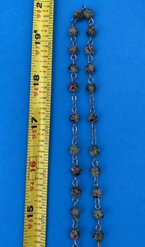 Vtg CREED Our Lady Lourdes Multi Colored Speckled Glass Bead Rosary Catholic - Image 10