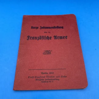 1913 German Military Guide Book French Army Complete 34pp 9 Color Plates Pre-WWI