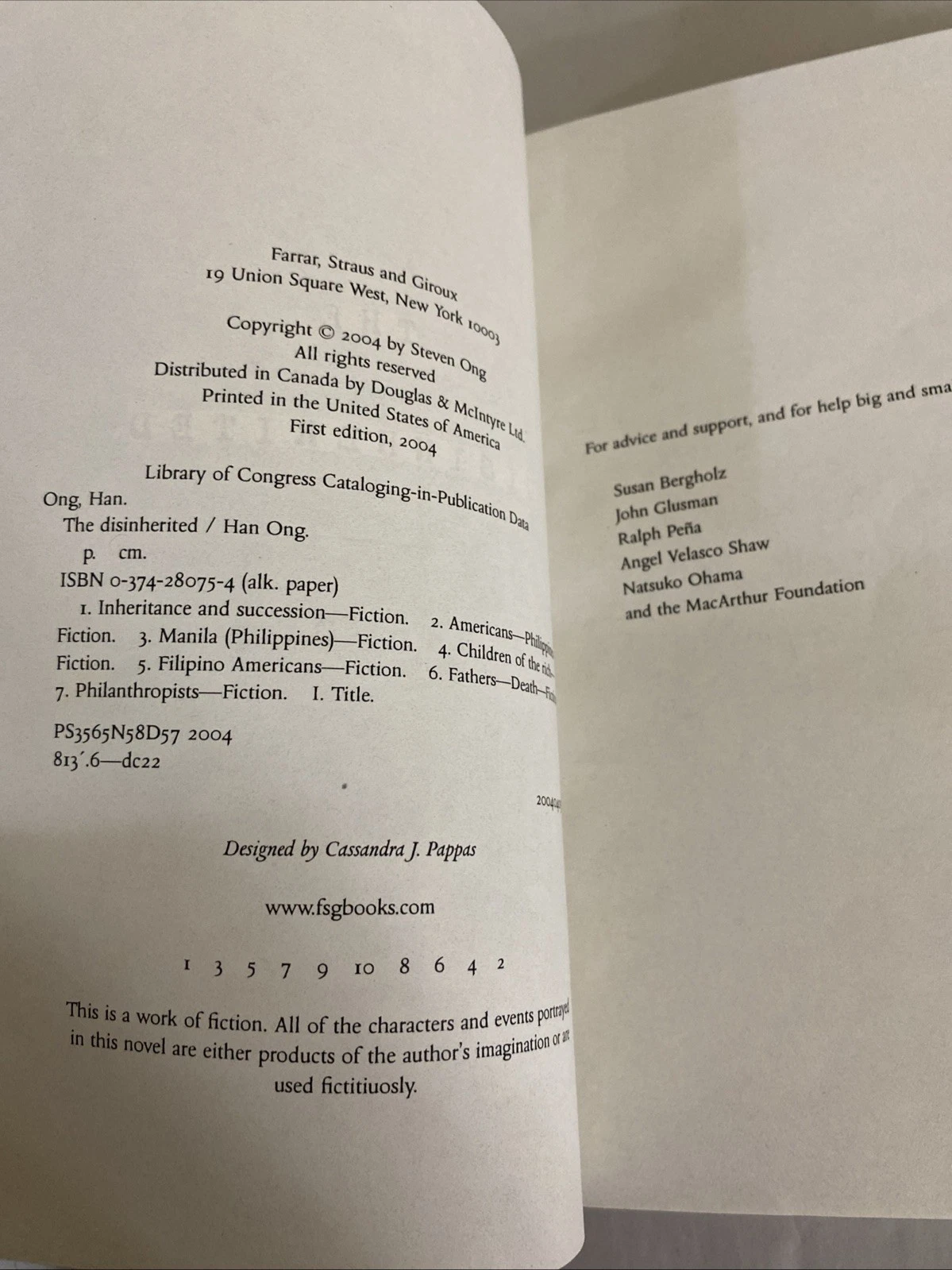 The Disinherited Han Ong Uncorrected Proof Advance Reading Copy Not for Sale FSG - Image 6