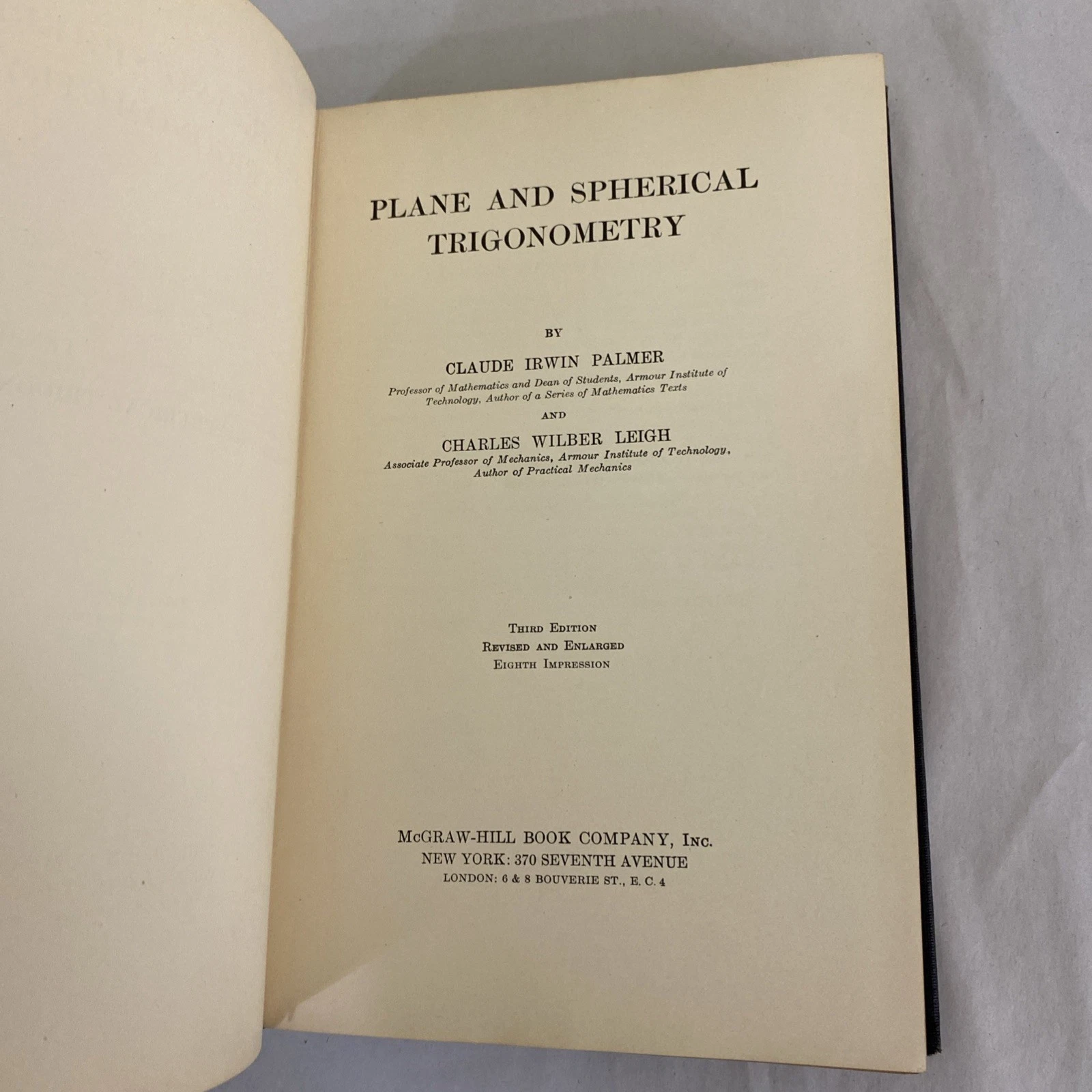 Plane & Spherical Trigonometry, 3rd Edition, Palmer & Leigh, 1925, Maple Press - Image 6