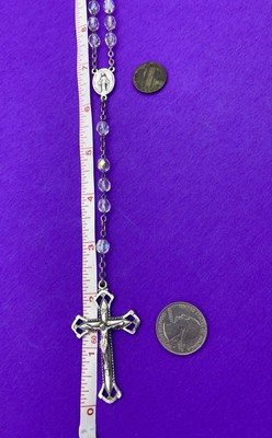 Vintage Claudio Cipolletti Aurora Borealis Crystal Faceted Glass Rosary, ITALY - Image 8