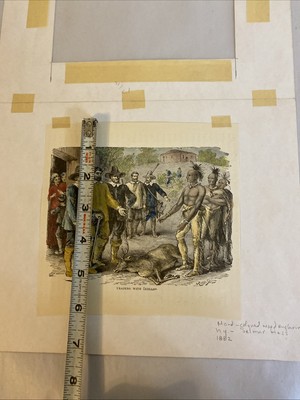 Trading with Indians - Hand Colored Engraving - Selmar Hess - 1882 - Image 6