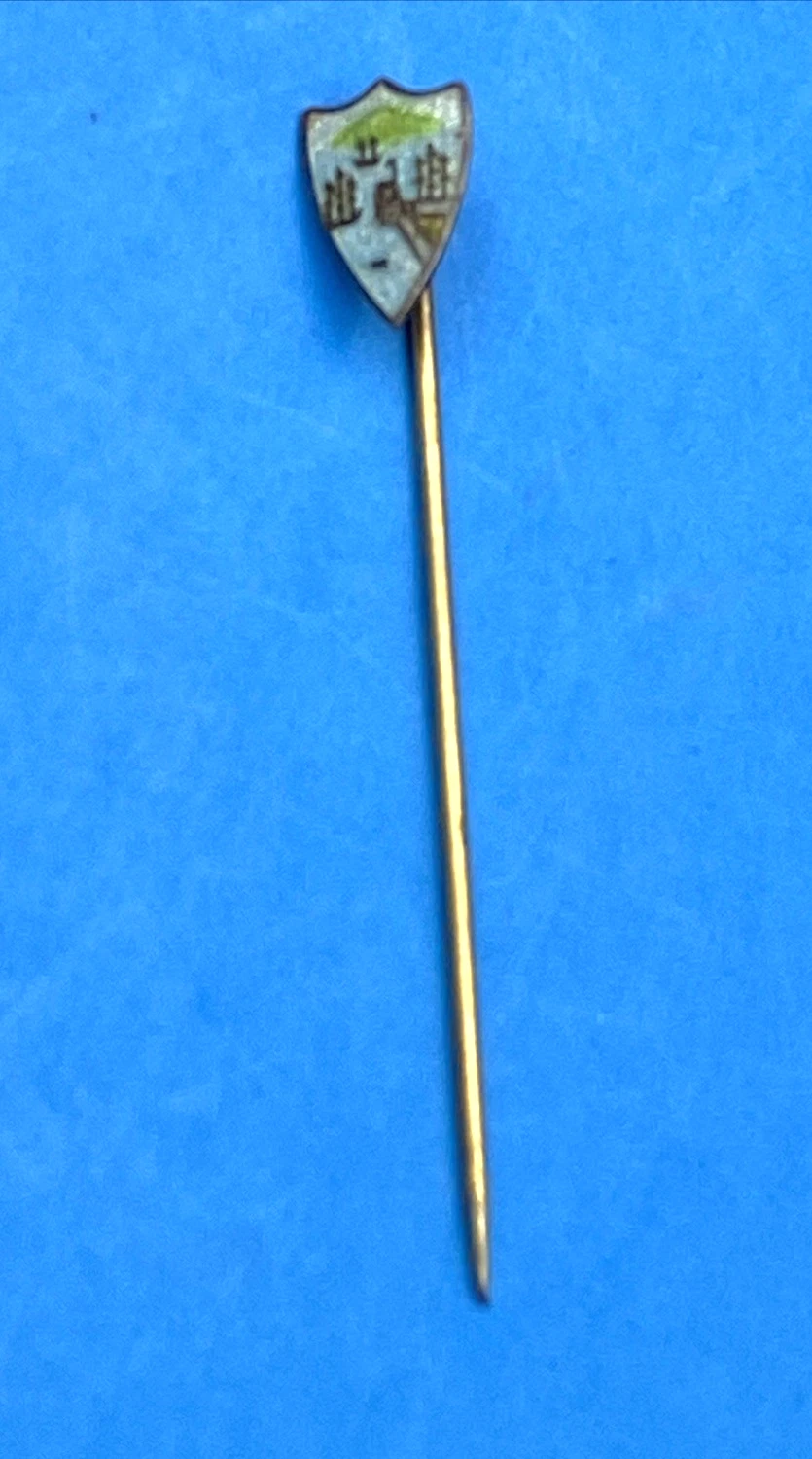 Ships & Sunset - Antique Guilloche Enamel & Sterling Silver Stick Pin - Image 6