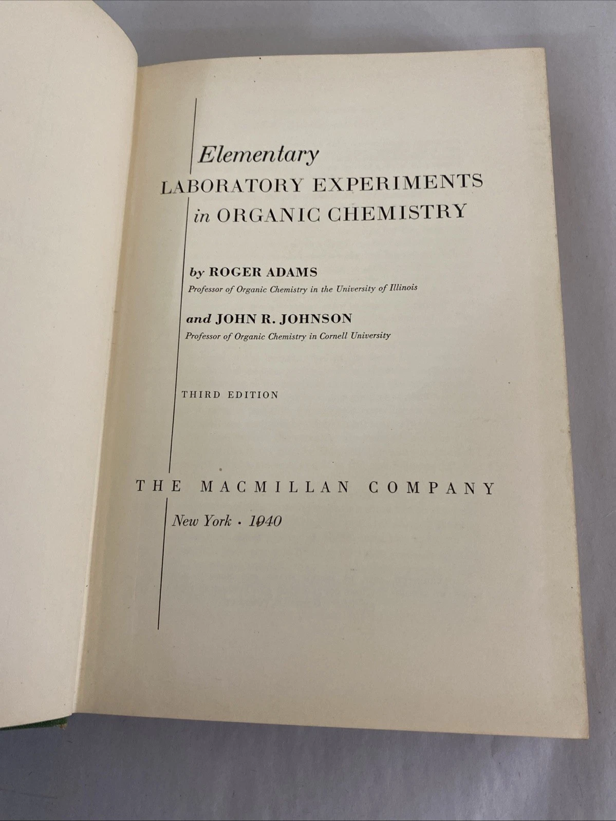 1940 Macmillan Elementary Organic Chem LabManual Adams & Johnson Poly Brooklyn N - Image 6